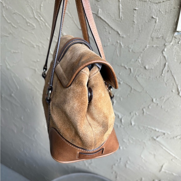 Coach Suede and Leather Shoulder Bag in Tan - Picture 3 of 13